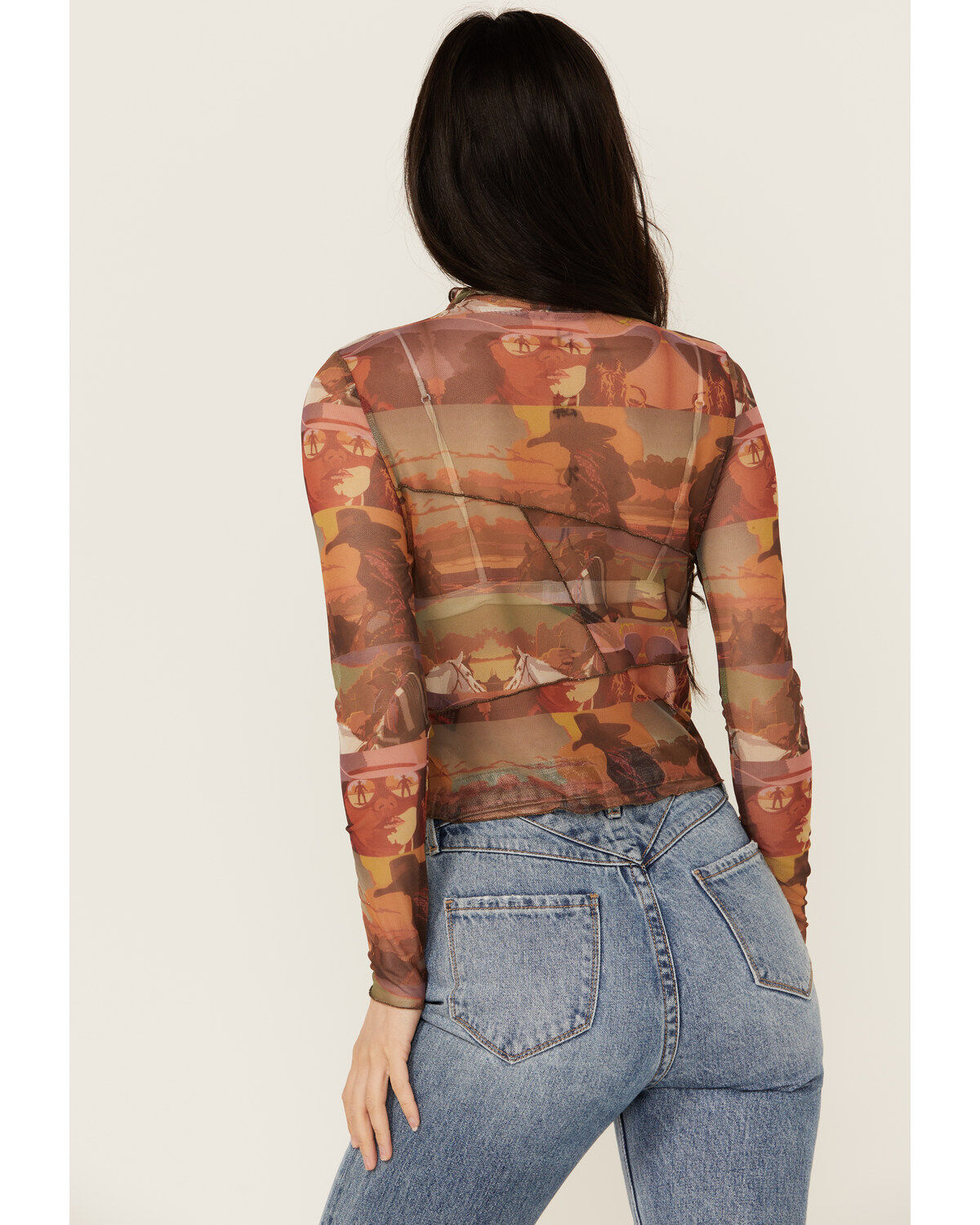 Rock & Roll Denim Women's Scenic Mesh Long Sleeve Top