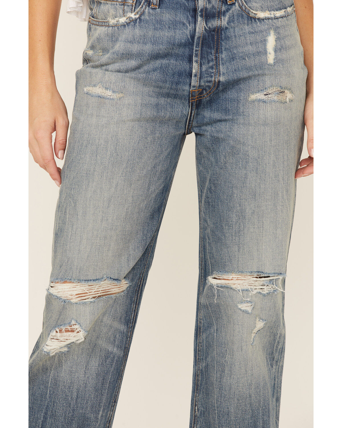 7 For All Mankind Women's Easy Straight Distressed Denim Jeans