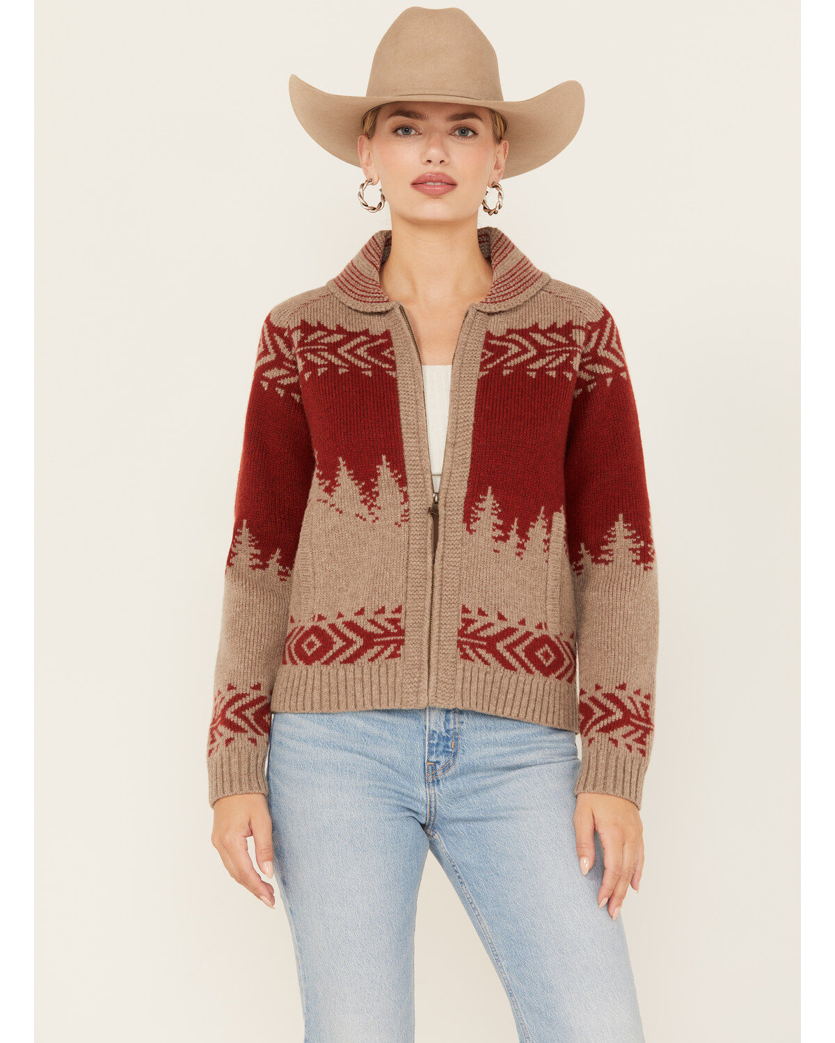 Pendleton Women's Alpine Print Zip Cardigan