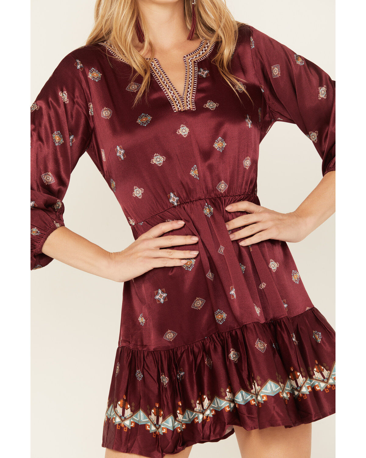 Shyanne Women's Border Southwestern Printed Mini Dress