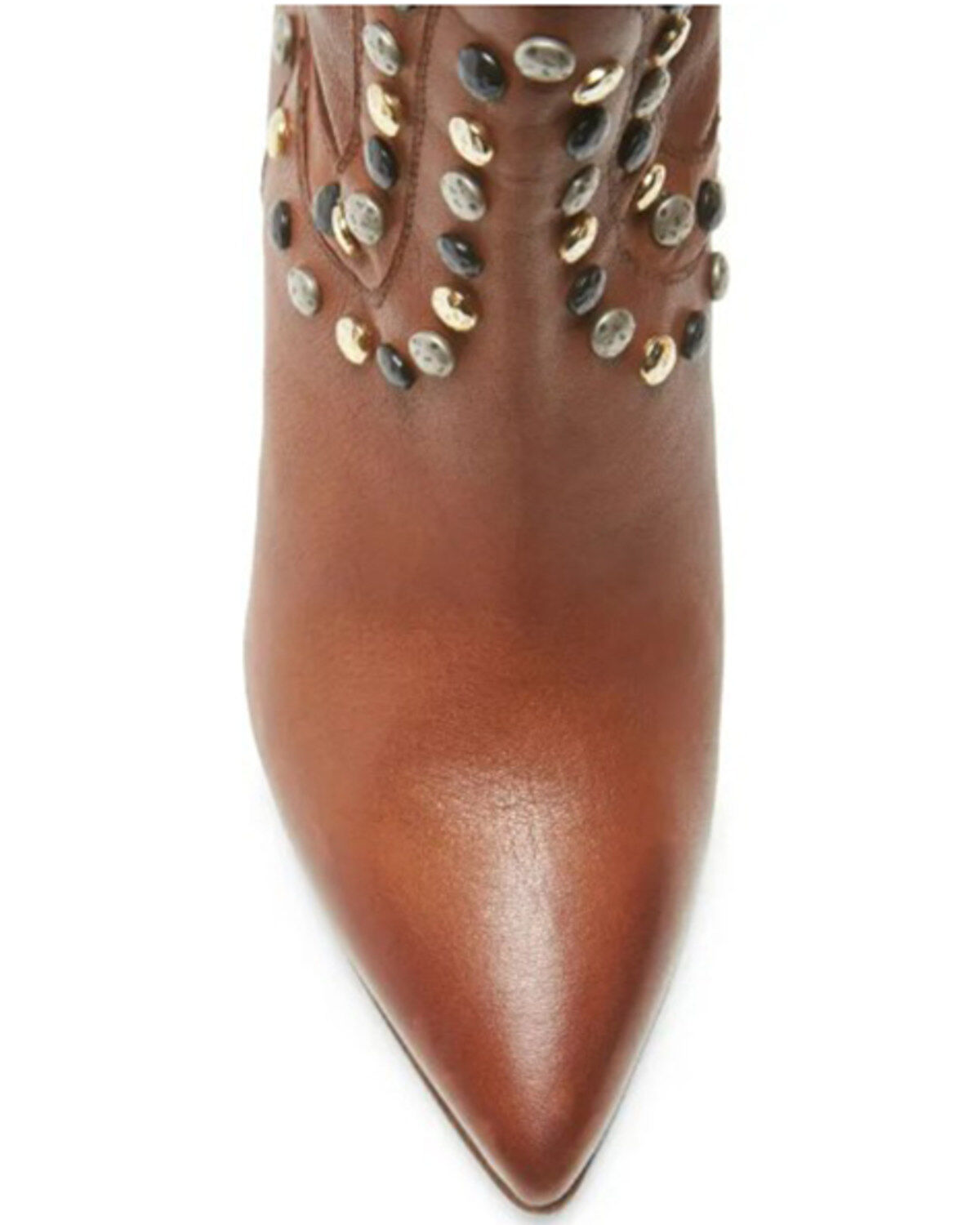 Free People Women's Dakota Heel Studded Leather Western Boots - Round Toe