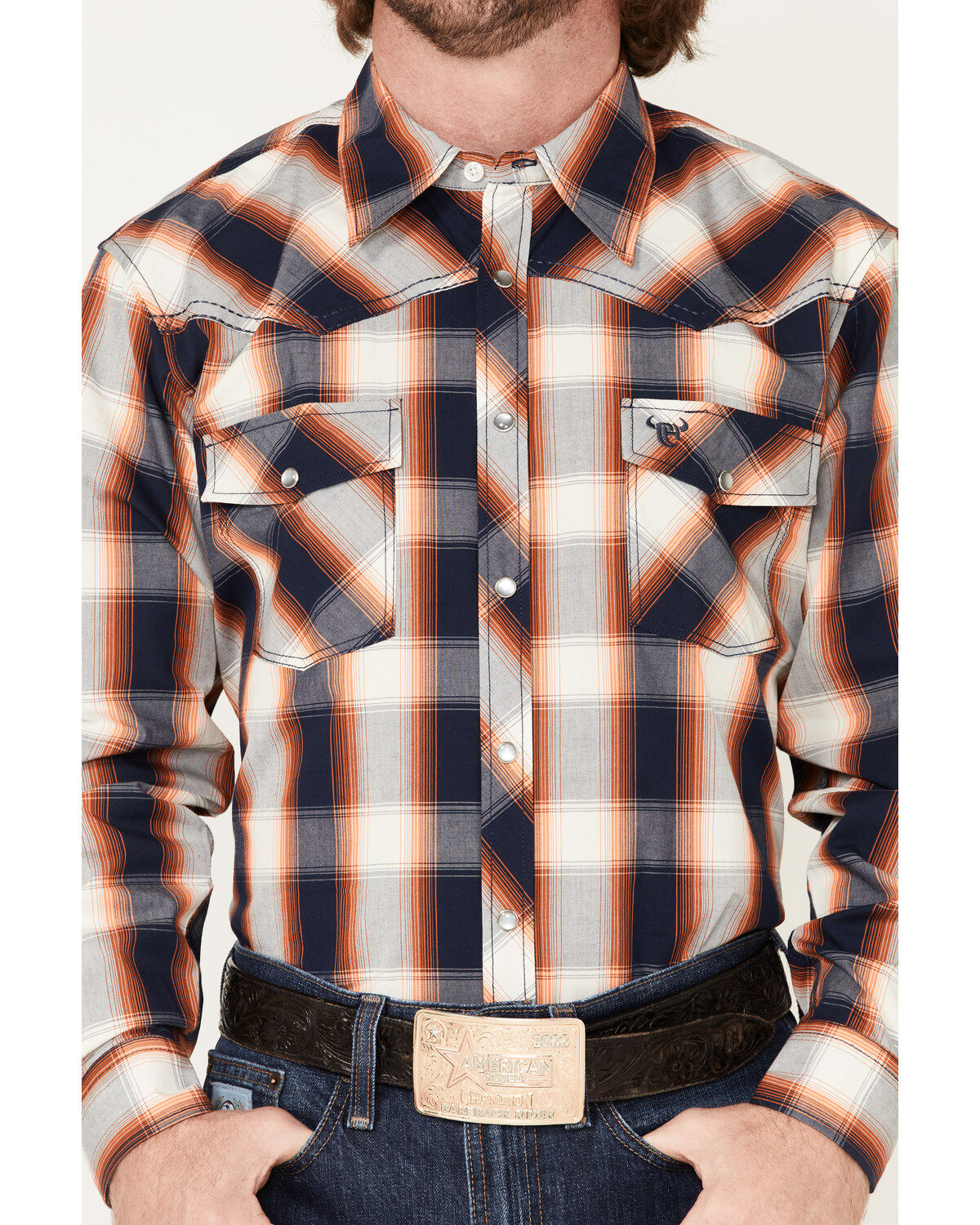 Cowboy Hardware Men's Hombre Large Plaid Pearl Snap Western Shirt