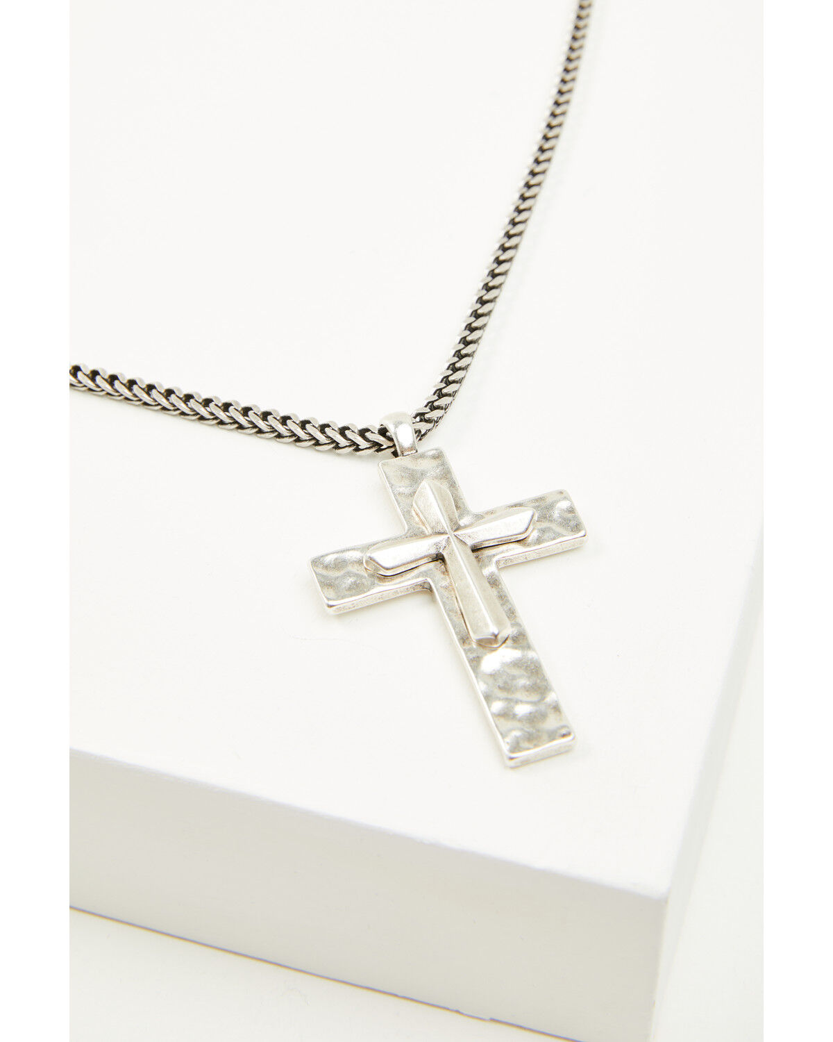 Cody James Men's Hammered Double Cross Necklace