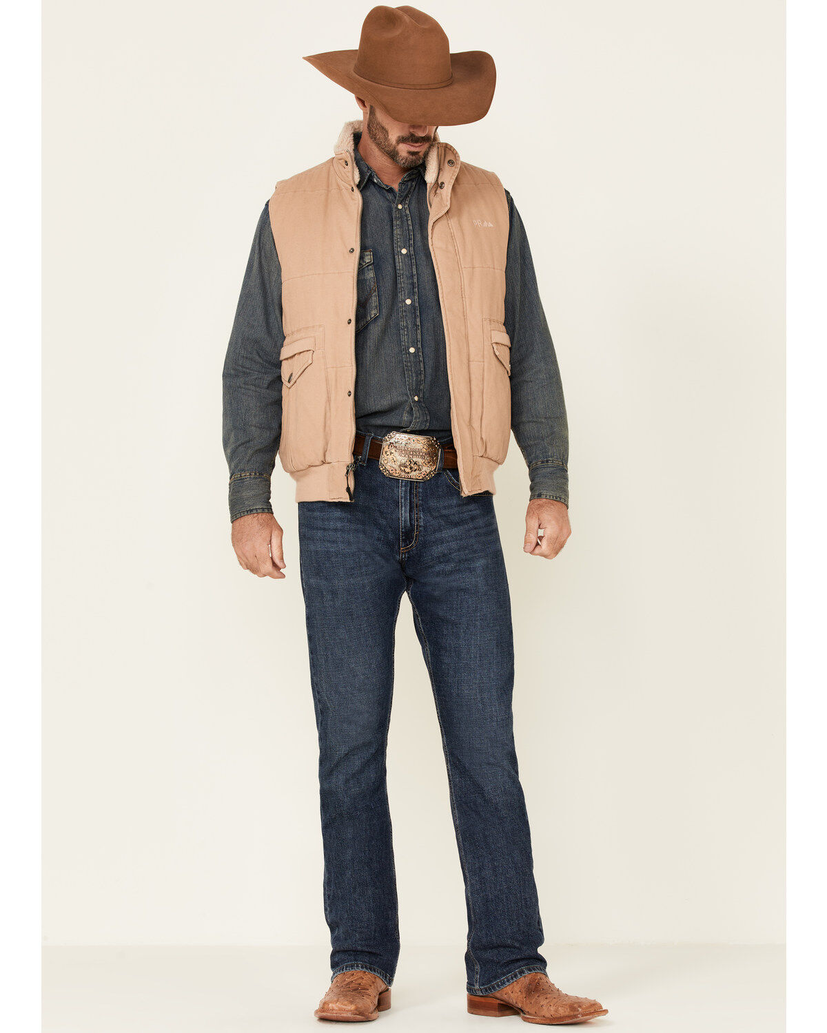 Powder River Outfitters Men's Tan CC Brushed Canvas Storm-Flap Vest