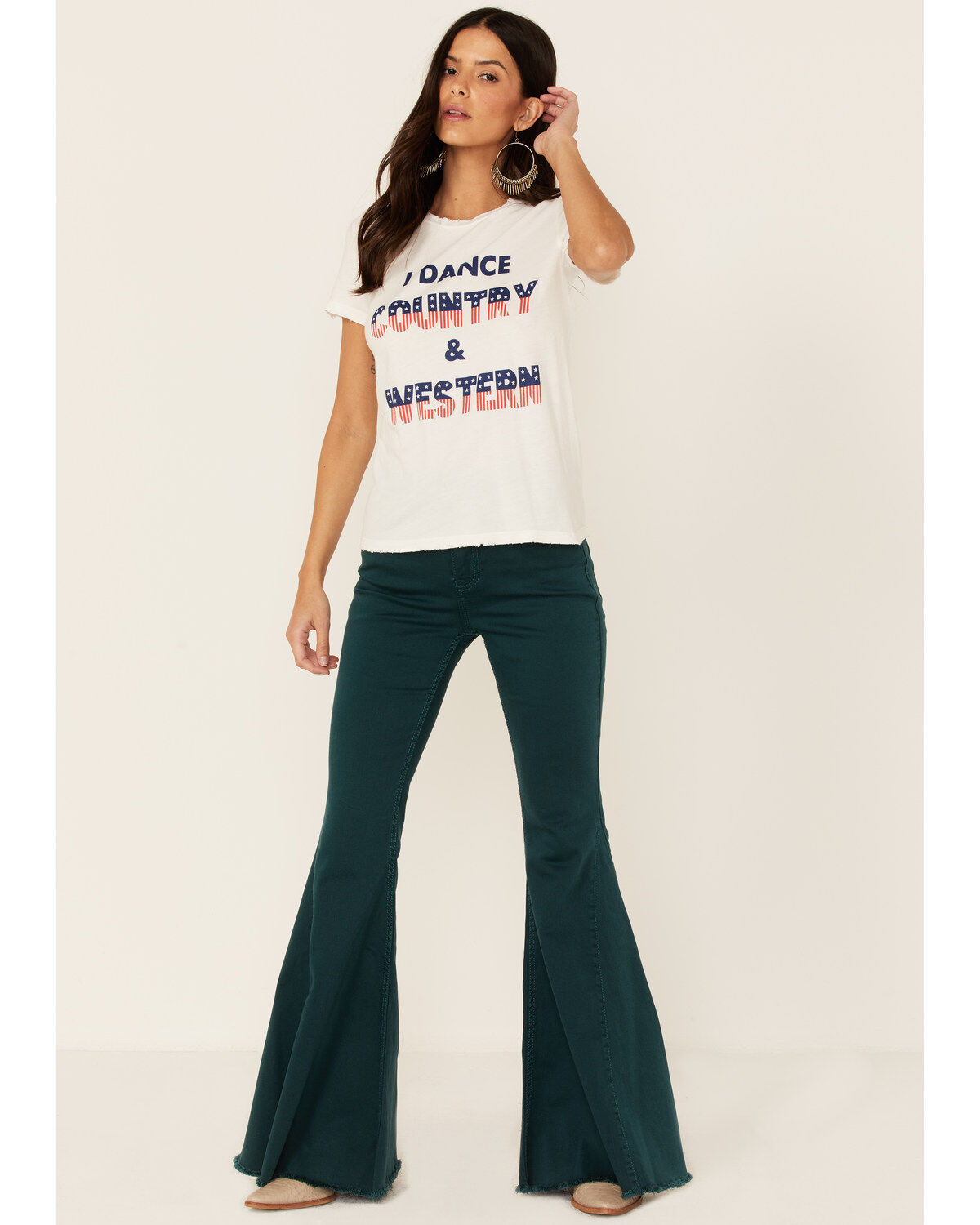 Bandit Women's White I Dance Country & Western Graphic Tee