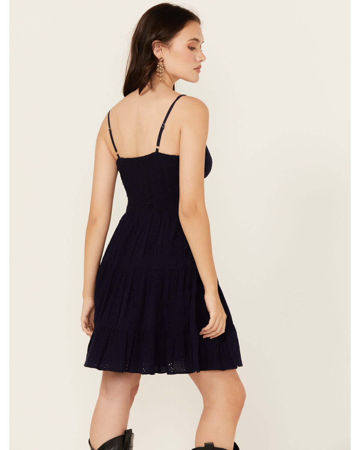 Angie Women's Eyelet Front Twist Sleeveless Mini Dress