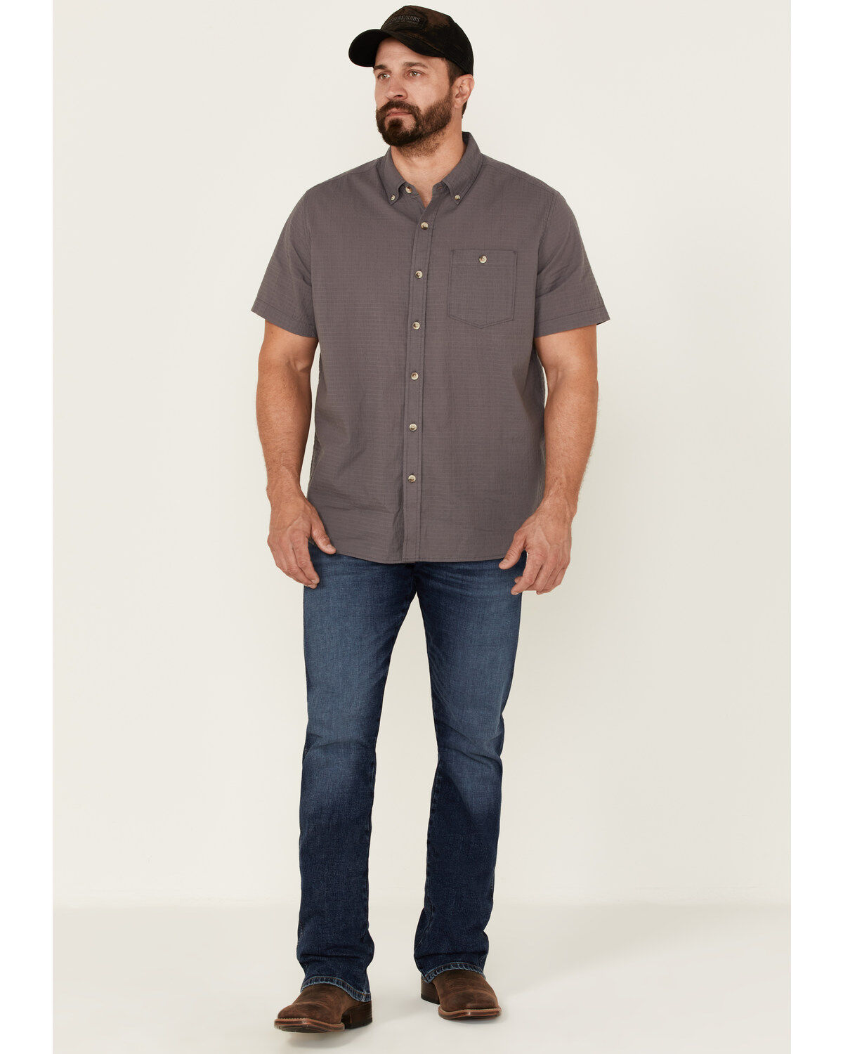 North River Men's Seersucker Short Sleeve Button Down Western Shirt