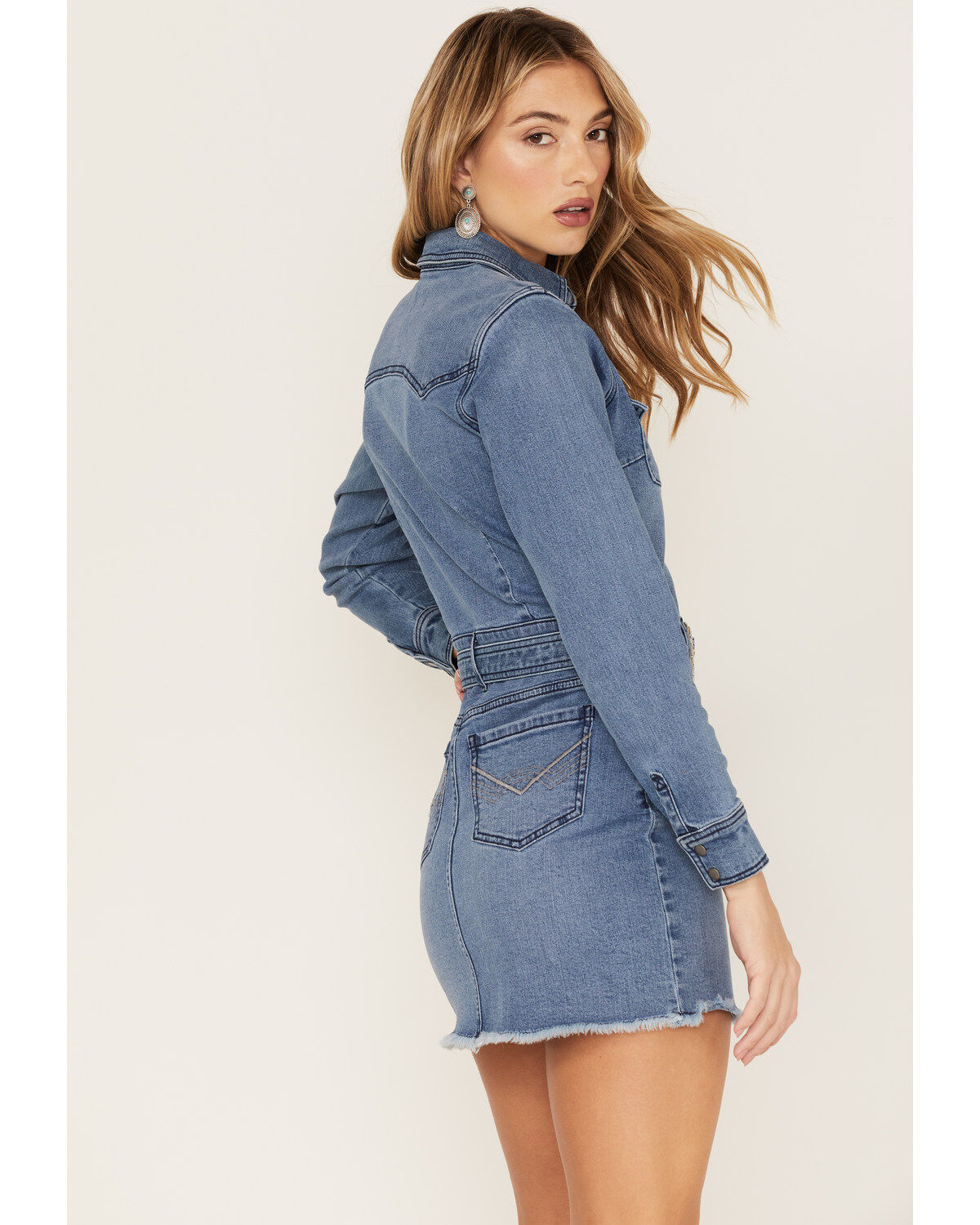 Idyllwind Women's Delaney Medium Wash Belted Western Denim Mini Dress