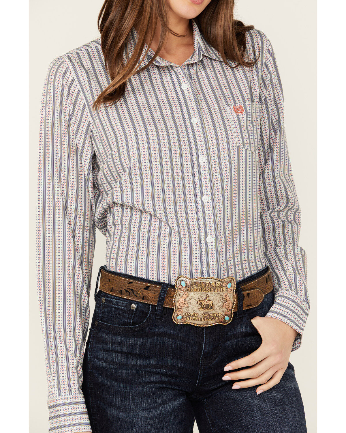Cinch Women's ARENAFLEX™ Striped Long Sleeve Button-Down Western Core Shirt