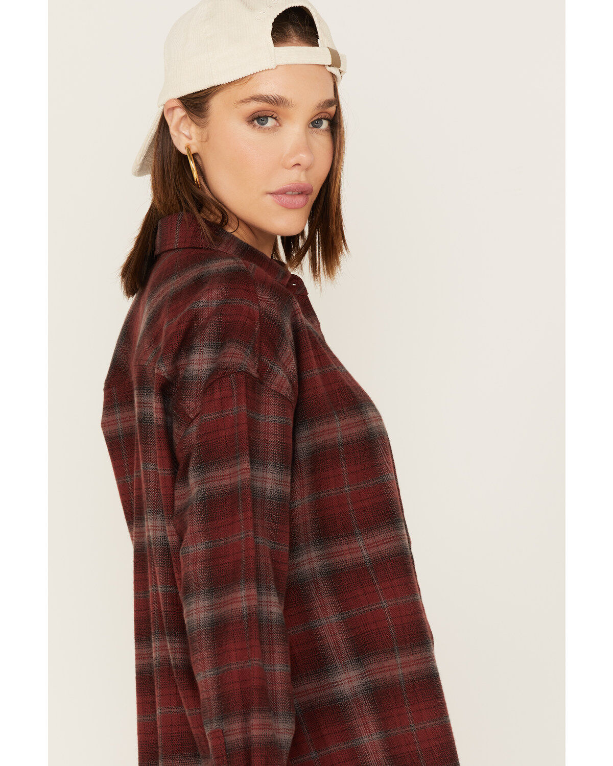 North River Women's Plaid Print Long Sleeve Button Down Boyfriend Shirt