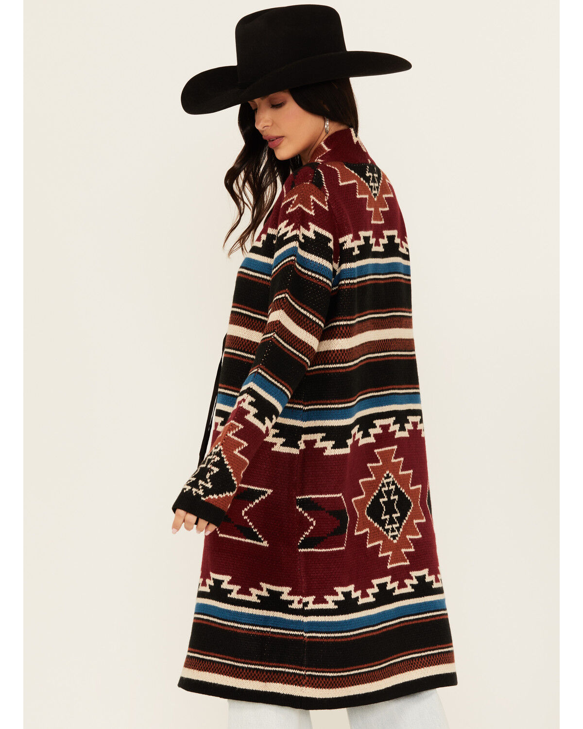 Cotton & Rye Women's Southwestern Print Long Concho Cardigan
