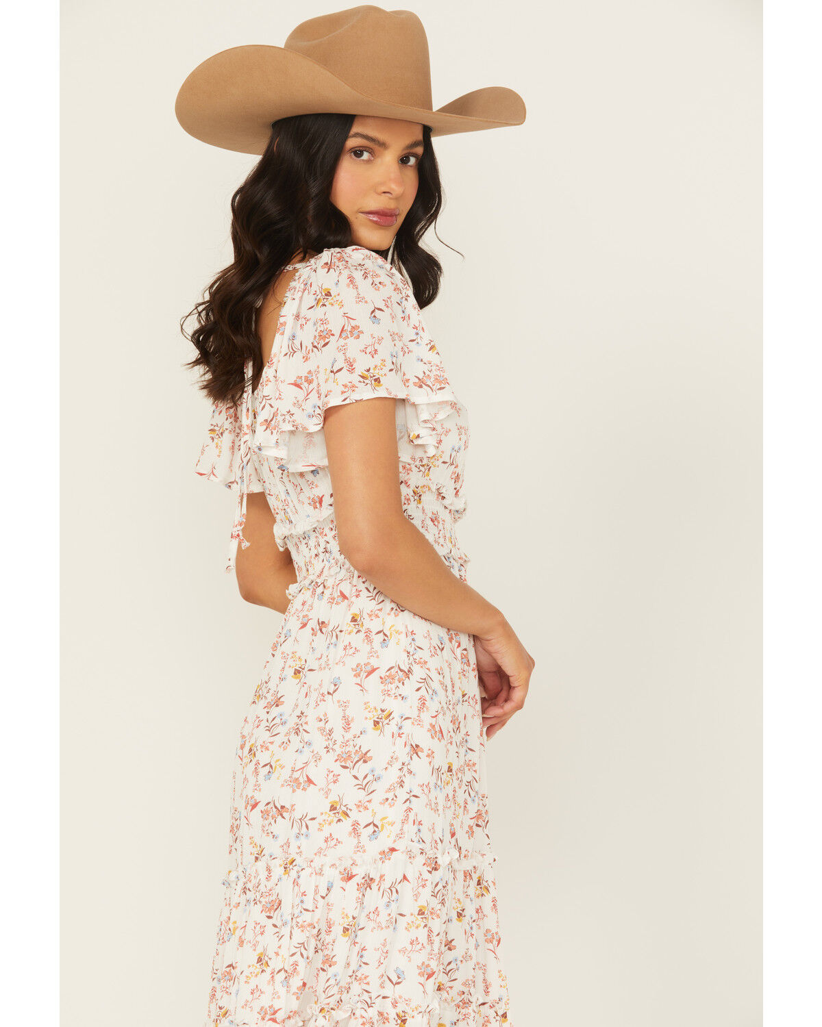 Wild Moss Women's Floral Print Short Sleeve High-Low Dress