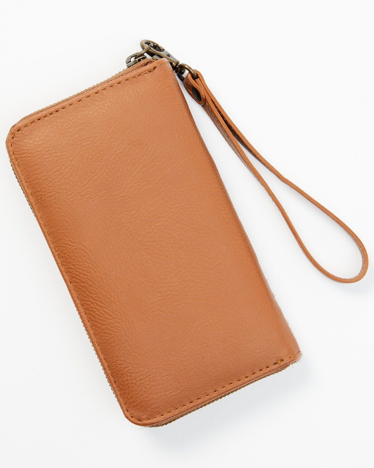 Shyanne Women's Brown Patchwork Hair-On & Tooled Wristlet Wallet