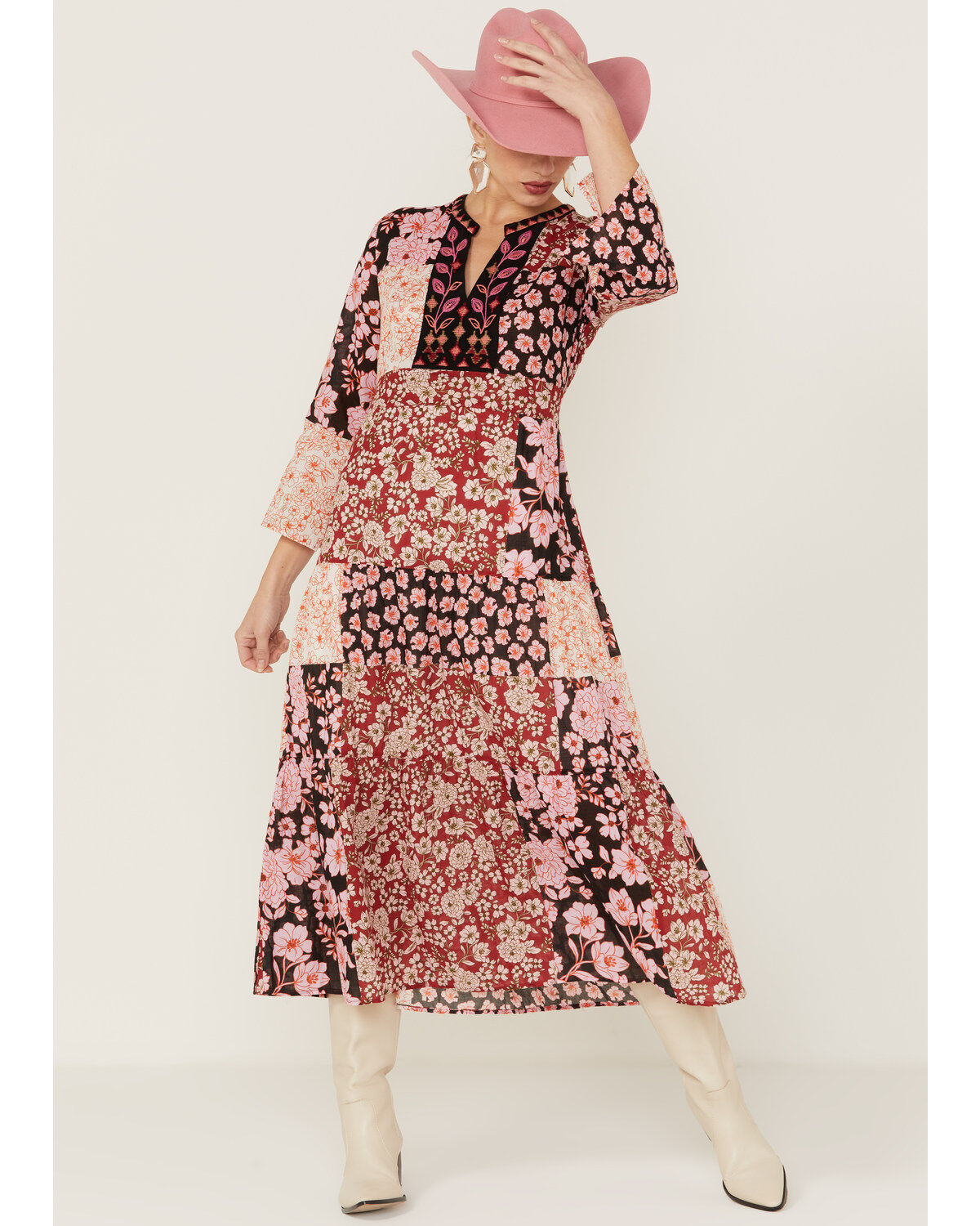 Johnny Was Women's Flora Tie Back Midi Dress