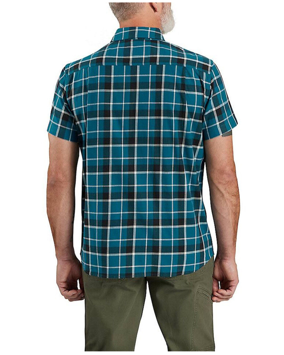 Carhartt Men's Rugged Flex Relaxed Fit Lightweight Plaid Print Short Sleeve Button-Down Stretch Work Shirt