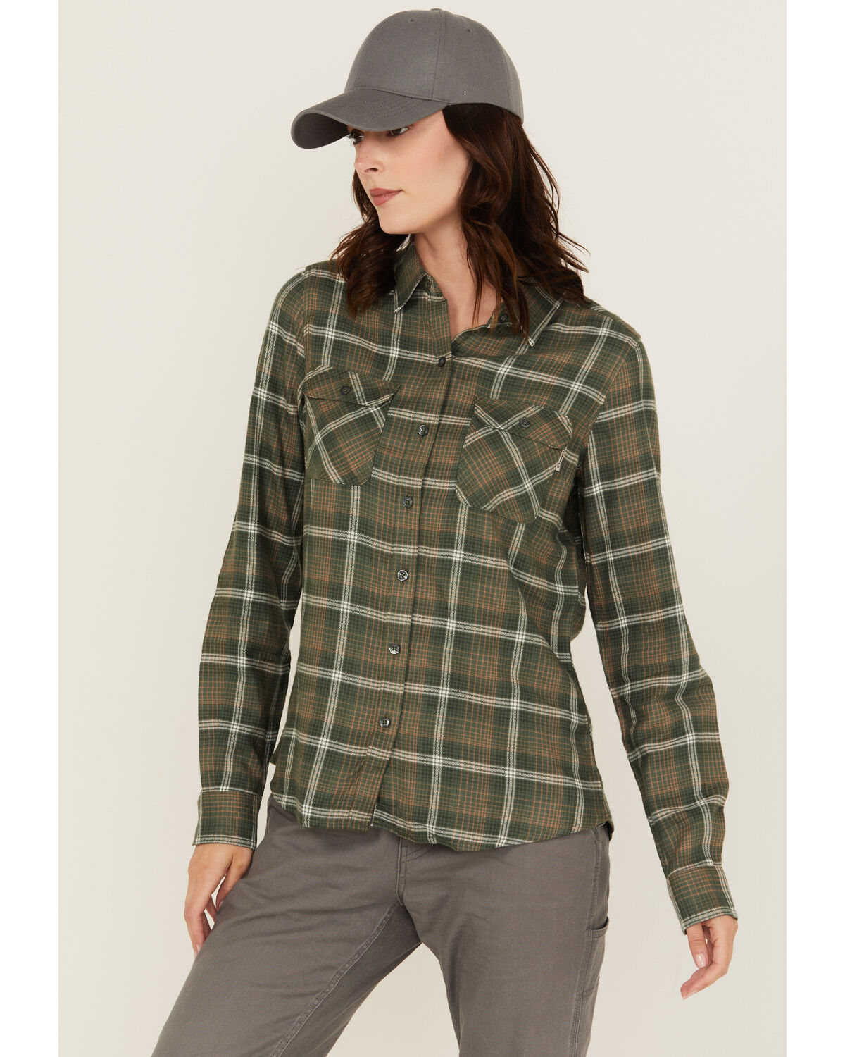 Wolverine Women's Autumn II Plaid Print Long Sleeve Button-Down Flannel Shirt