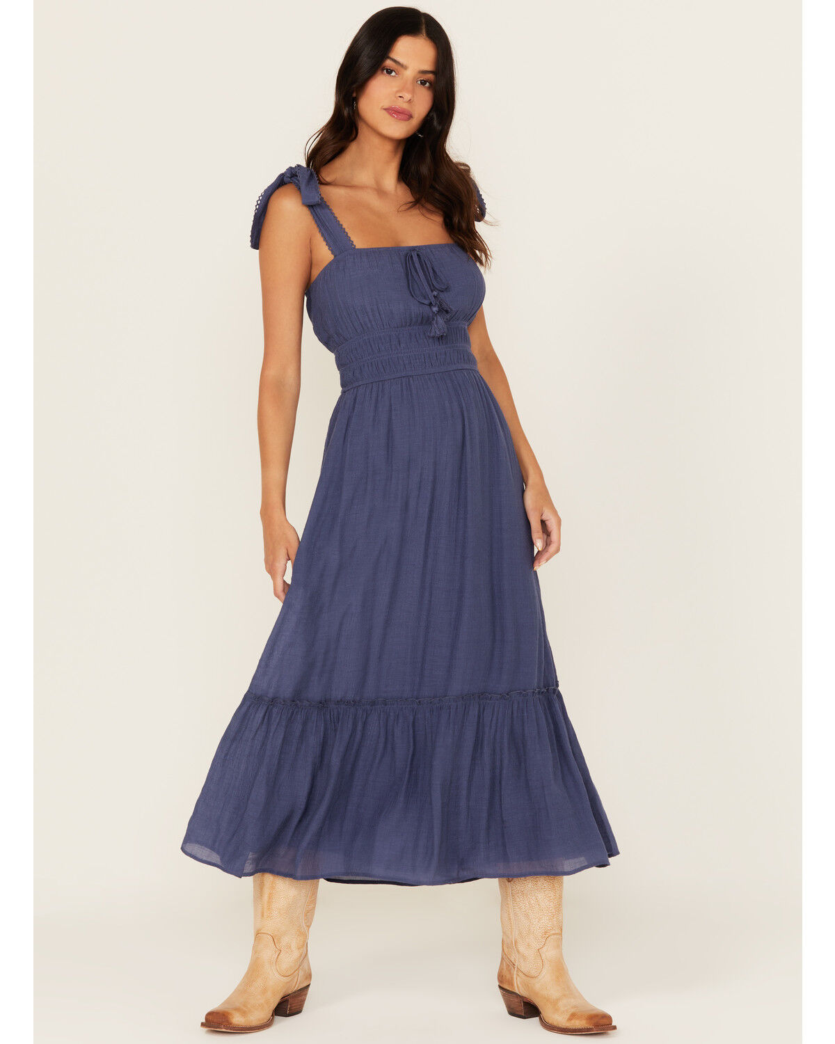 Trixxi Women's Smocked Waist Midi Dress