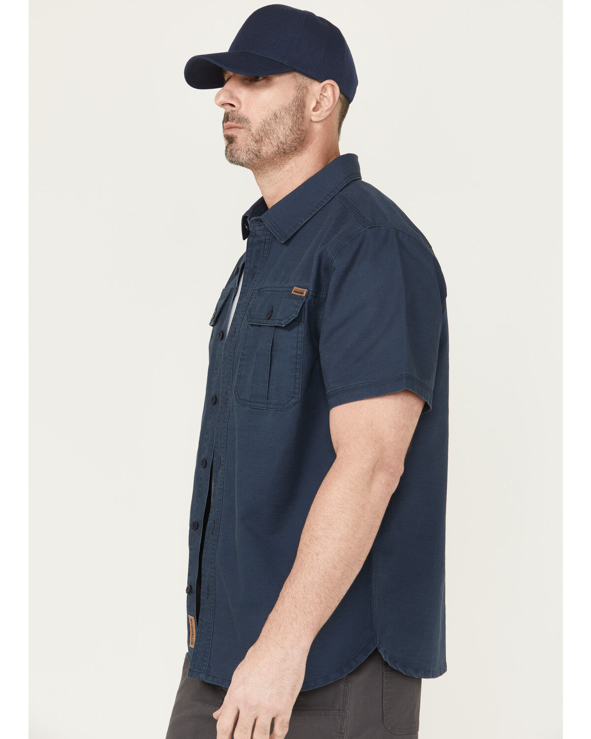 Lucky Brand Workwear Men's Slub Canvas Short Sleeve Button-Down Work Shirt