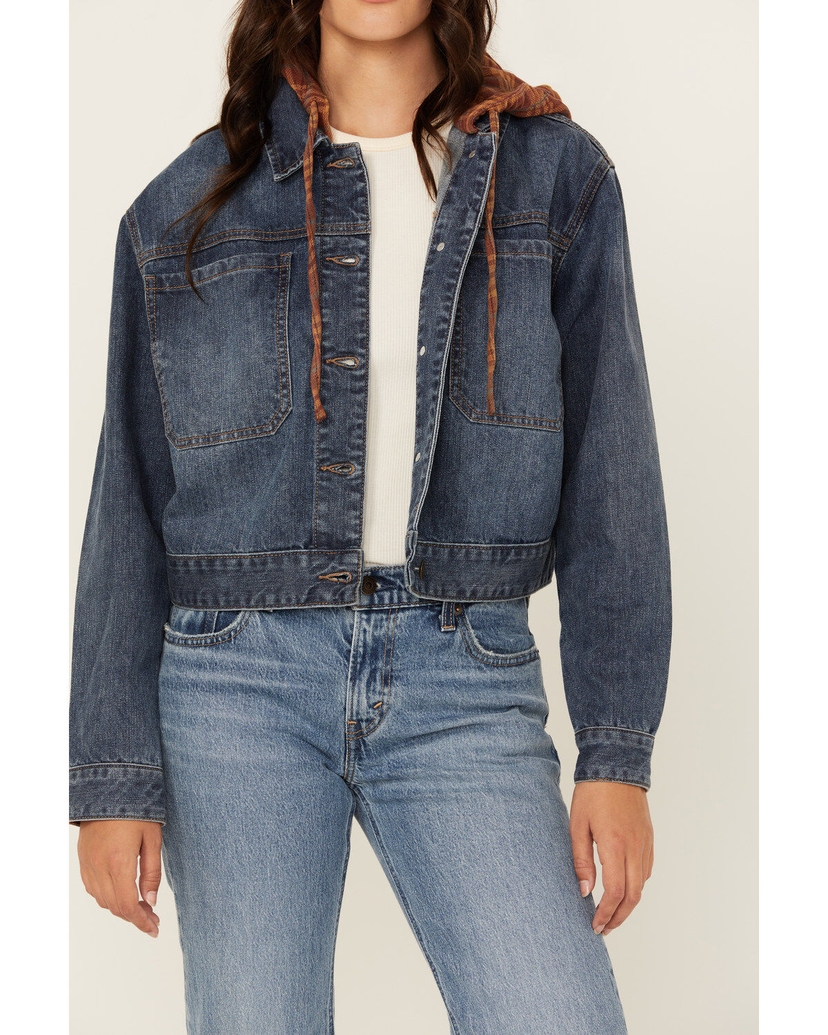 Cleo + Wolf Women's Arno Medium Wash Cropped Denim Jacket