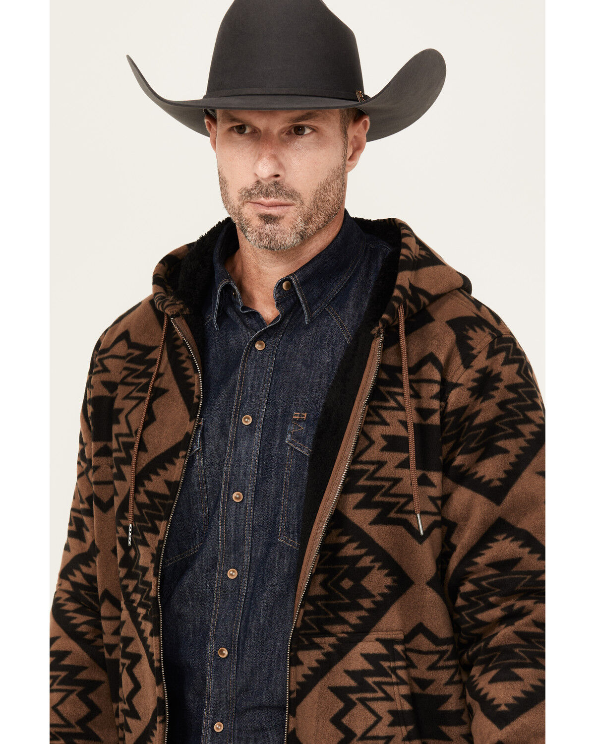 Cody James Men's Basin Southwestern Print Fleece Hooded Jacket