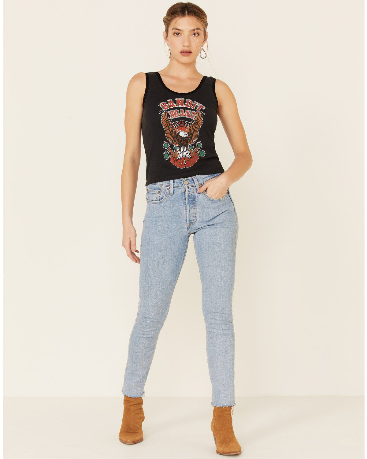 Bandit Brand Women's Bandit Brand Eagle Graphic Lace Trim Tank Top