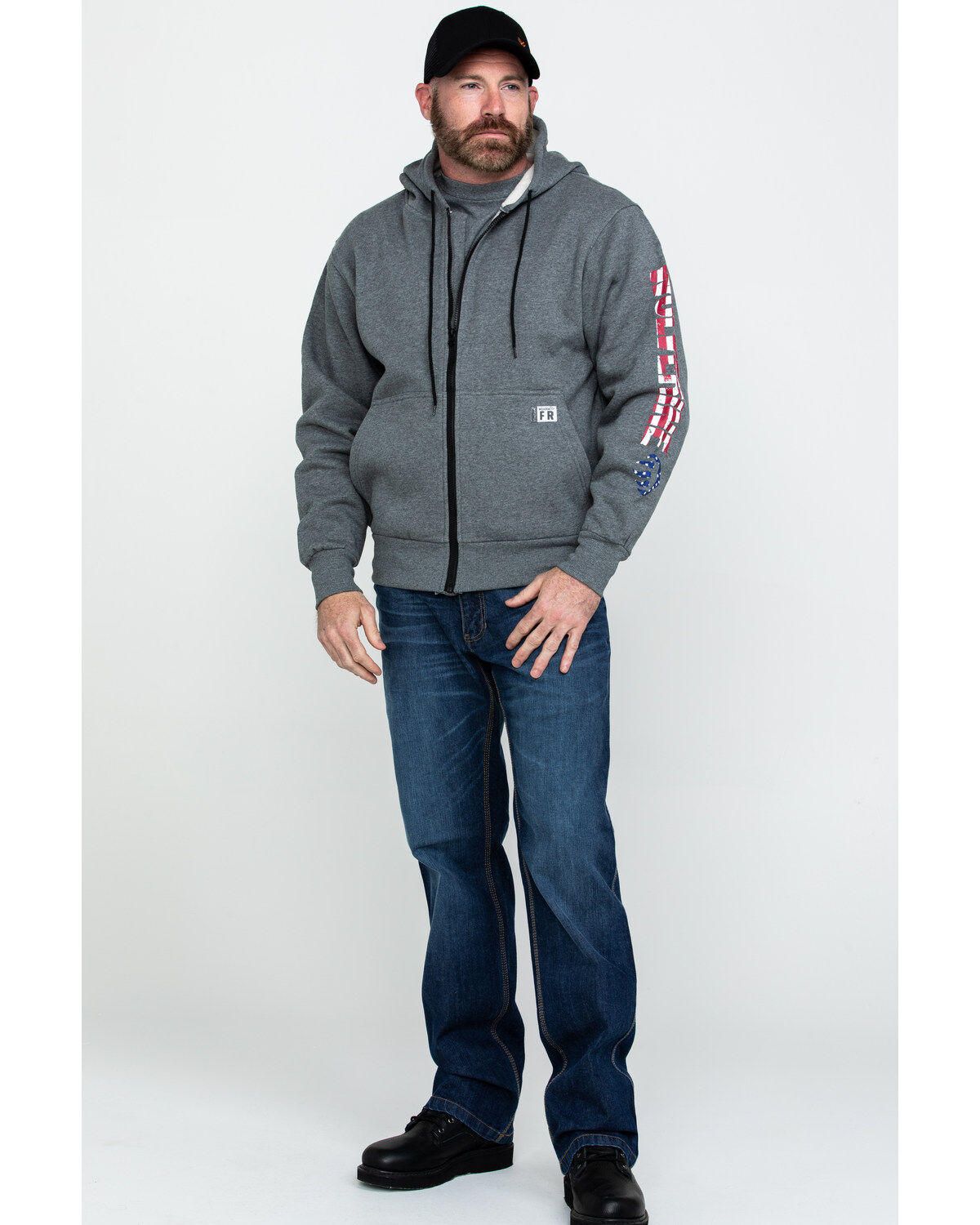 Wolverine Men's FR Logo Sleeve Zip-Up Work Hoodie