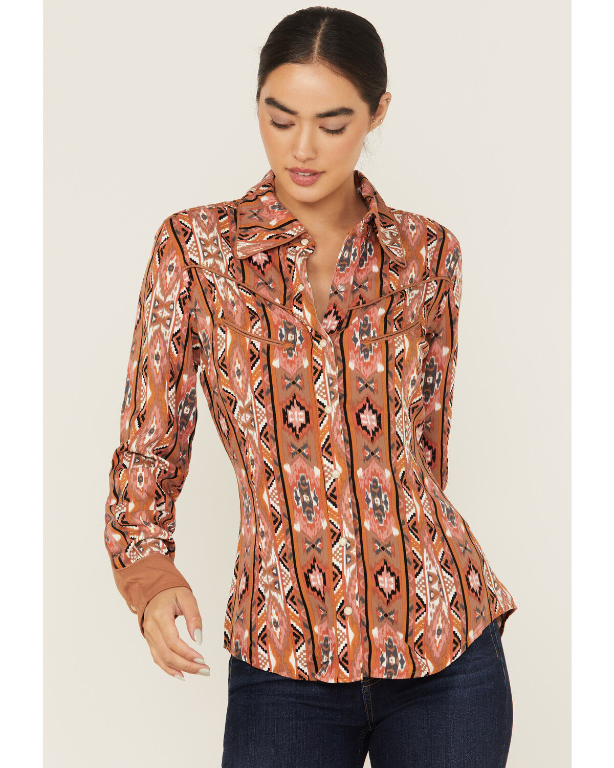 Wrangler x Lainey Wilson Women's Southwestern Print Long Sleeve Snap Western Shirt