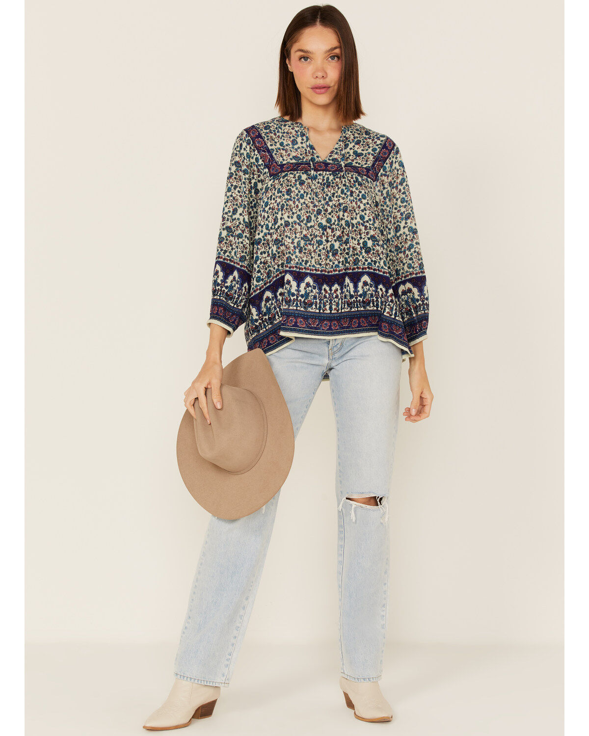 Bila Women's Floral Print Long Sleeve Shirt