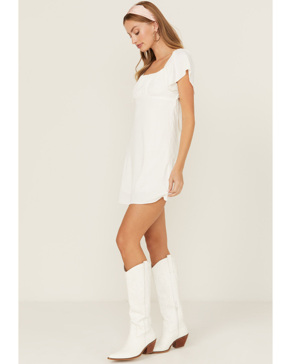 Originality Women's Emma Flutter Sleeve Tie Back Mini Dress