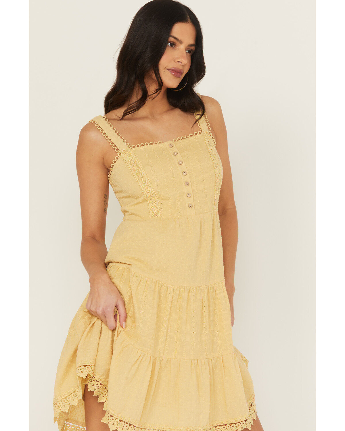 Miss Me Women's Eyelet Tiered Mini Dress