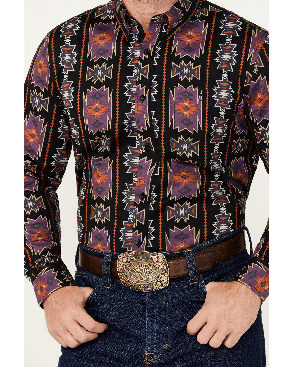 RANK 45® Men's Great Fall Southwestern Print Long Sleeve Button-Down Western Shirt