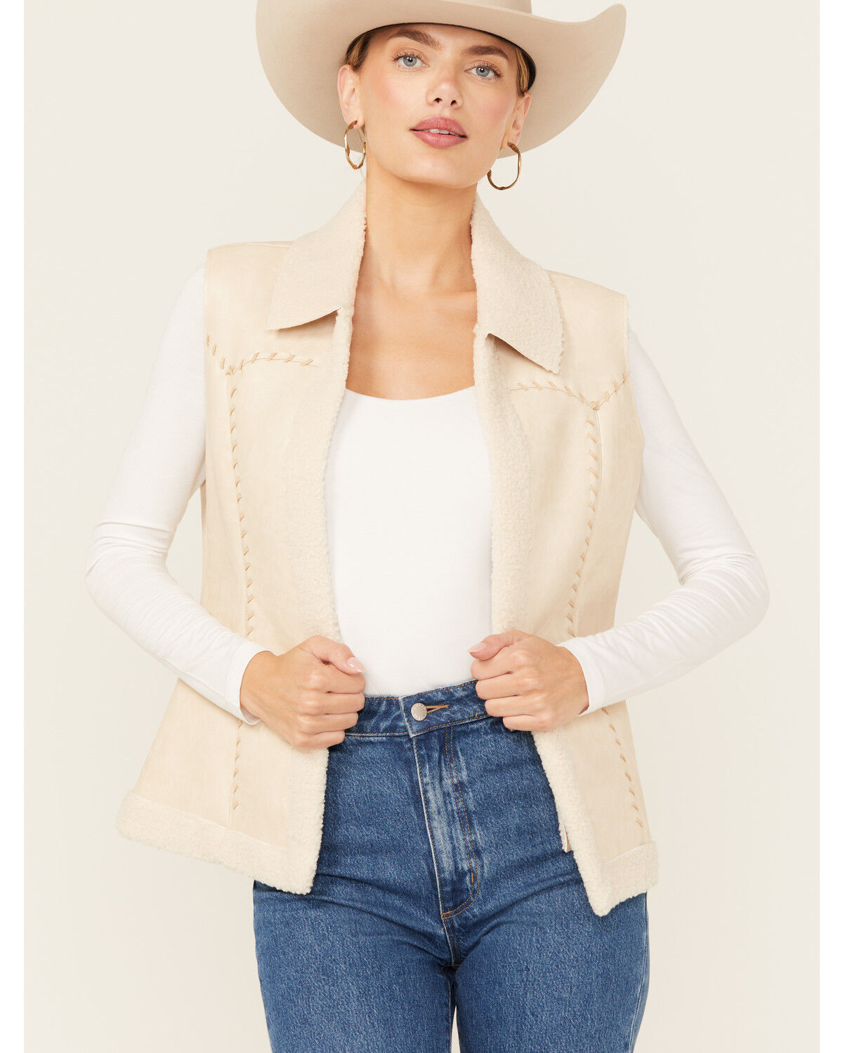 Cripple Creek Women's Shearling Faux Suede Vest