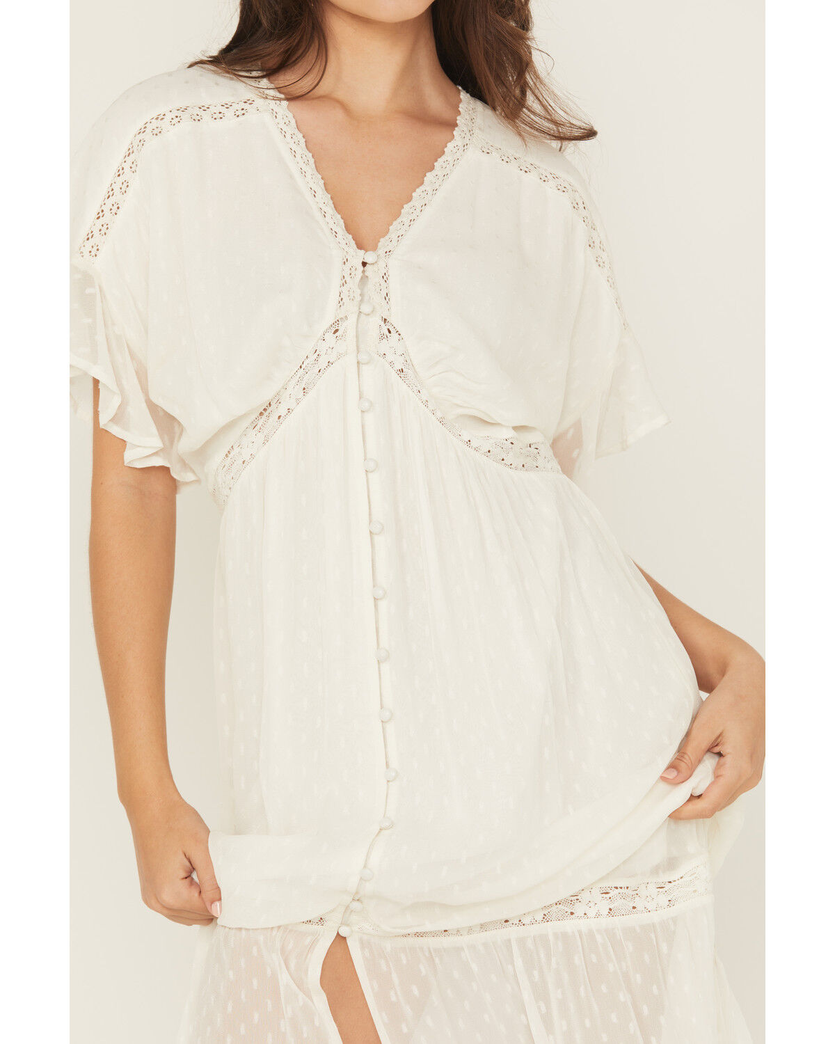 Shyanne Women's Lace Inset High-Low Maxi Dress