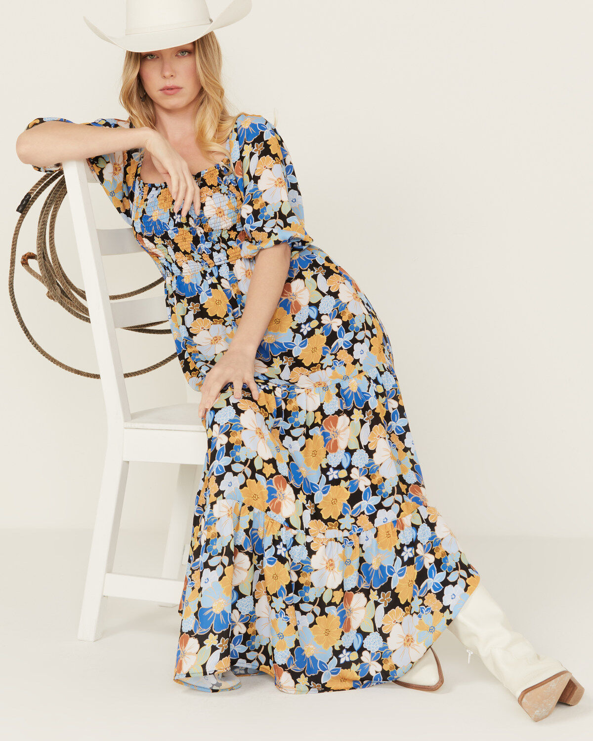 Wild Moss Women's Floral Print Midi Dress