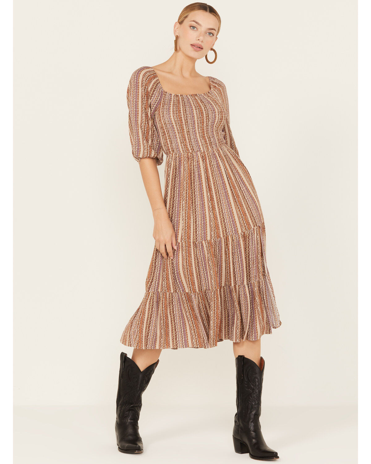 Sadie & Sage Women's Bohemian Open Back Midi Dress