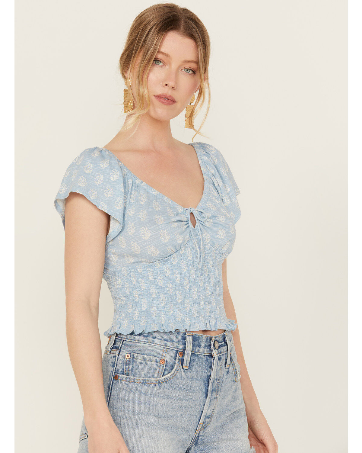 Bila Women's Floral Print Short Sleeve Shirt