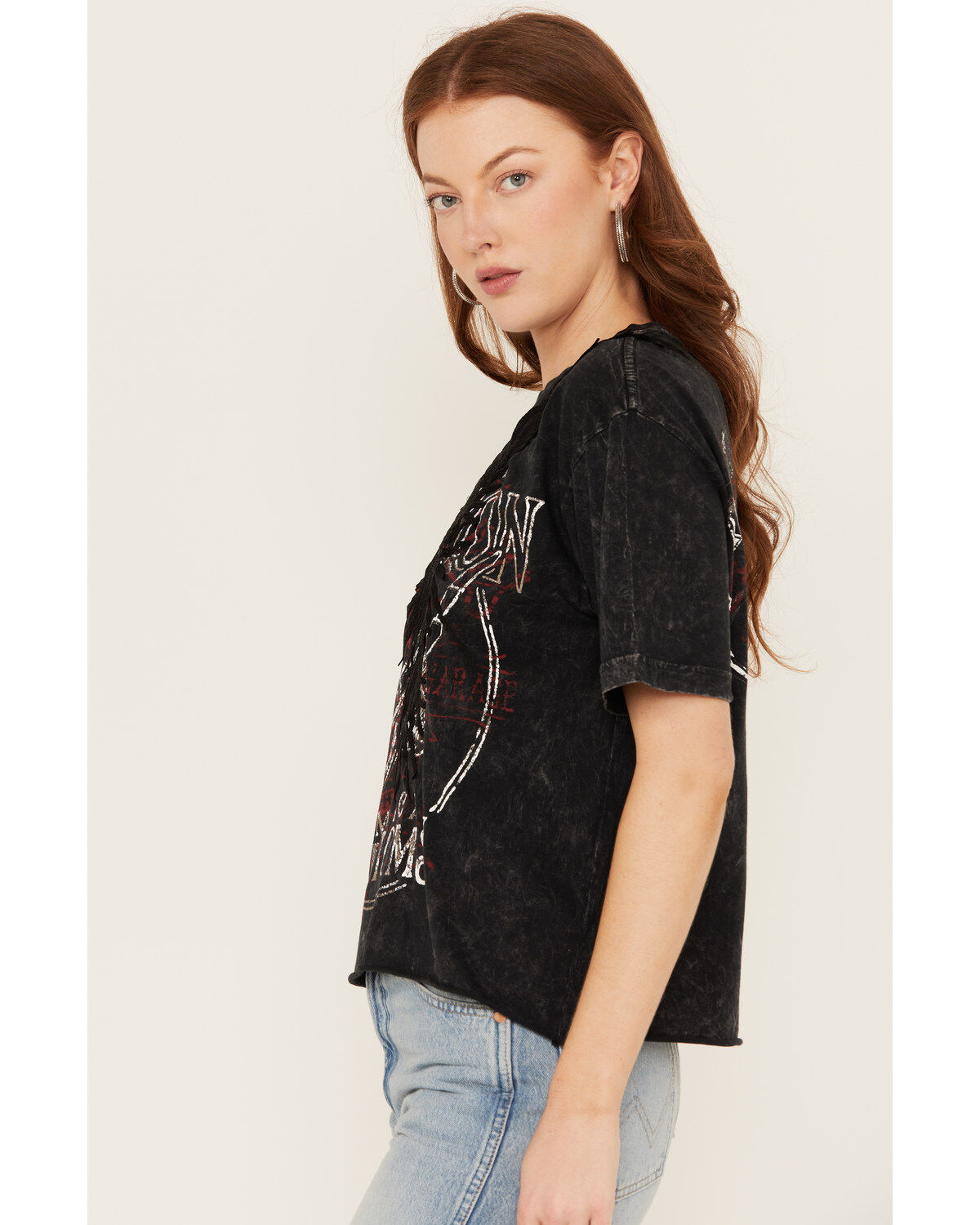 Affliction Women's Last Ride Cropped Fringe Graphic Tee