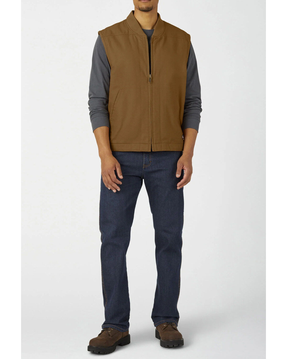 Dickies Men's Rinsed Brown Brushed Sherpa Duck Work Vest