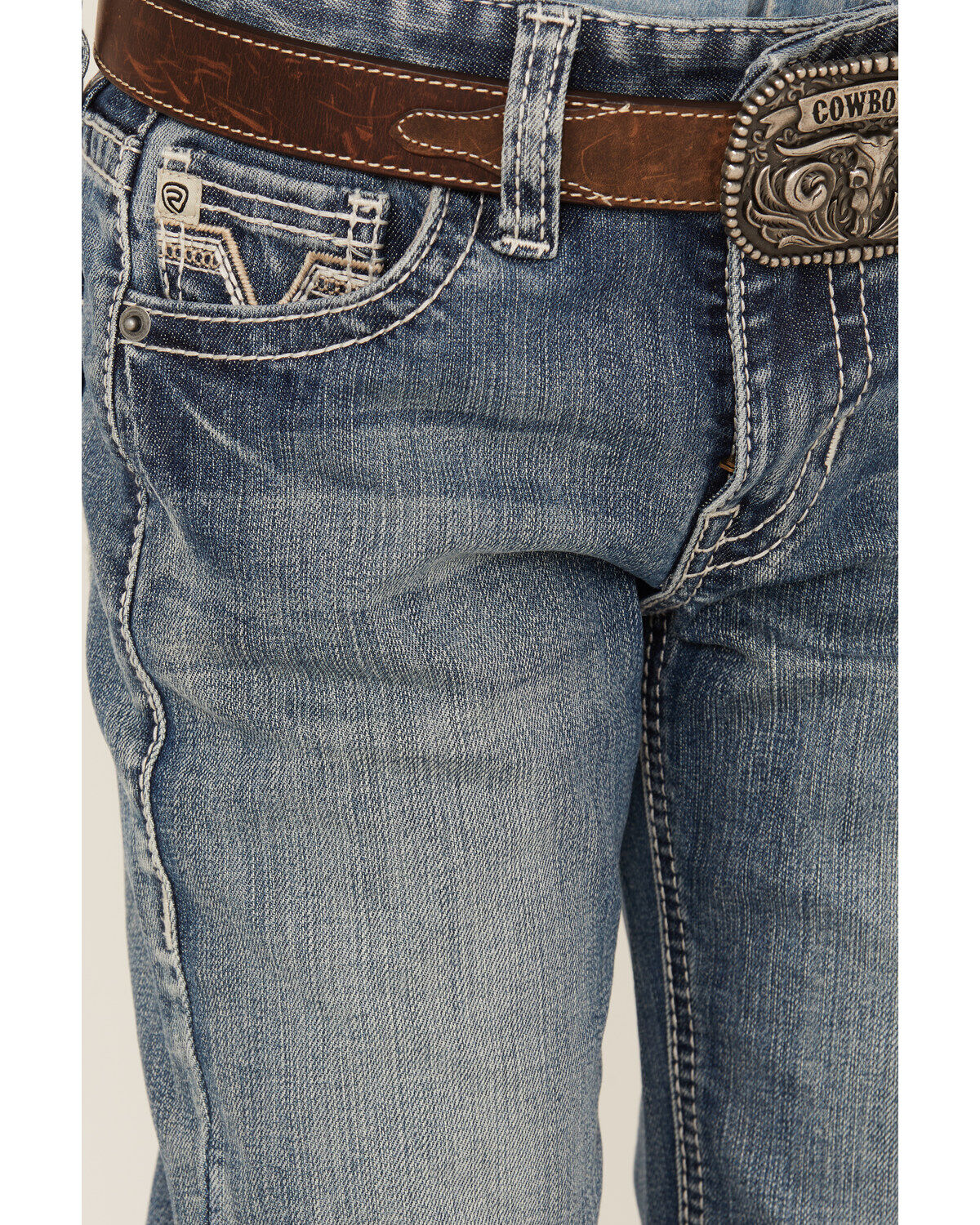 Panhandle Boys' Light Wash Vintage Bootcut Denim Jeans