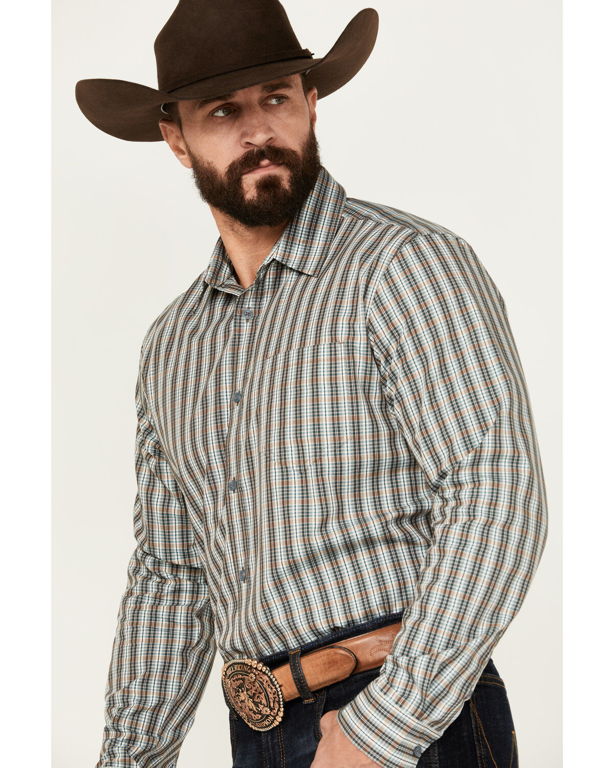 Gibson Trading Co Men's Stadium Plaid Print Long Sleeve Button-Down Shirt