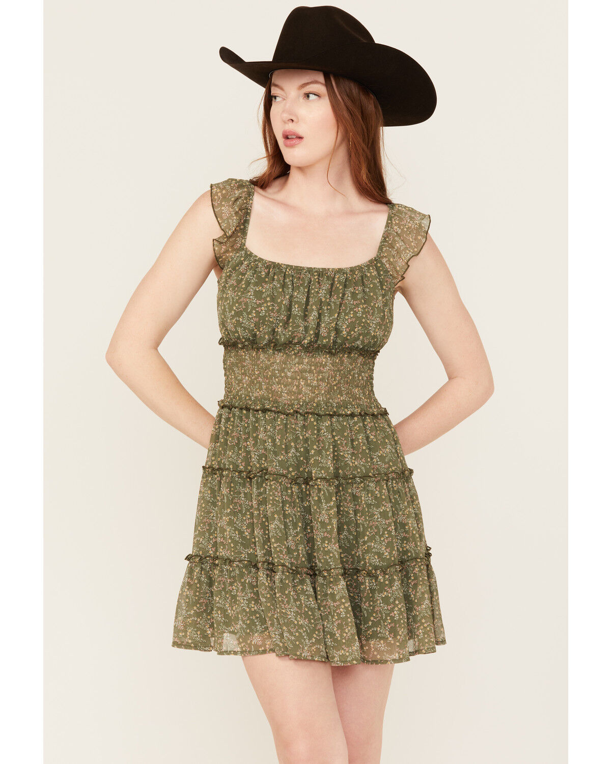 Trixxi Women's Floral Print Sleeveless Mini Dress