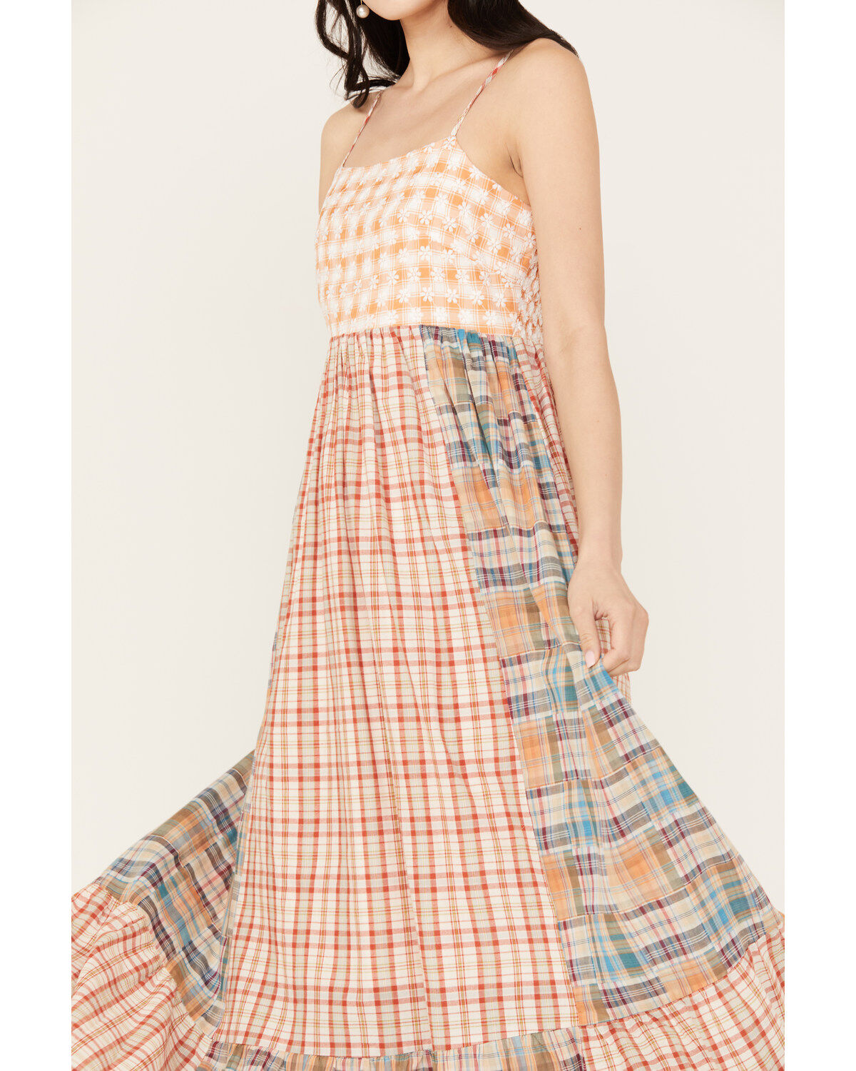 Miss Me Women's Plaid Print Sleeveless Maxi Dress
