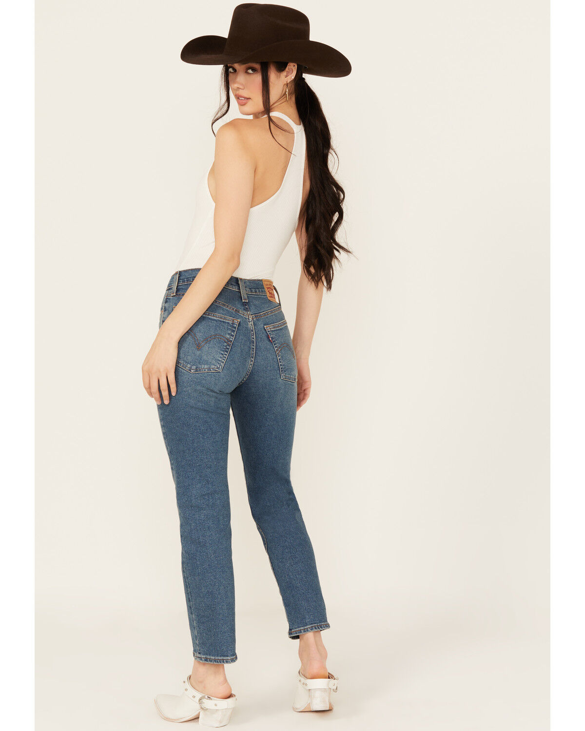 Levi's Women's Maximum Effort Medium Wash High Rise Wedgie Straight Stretch Denim Jeans