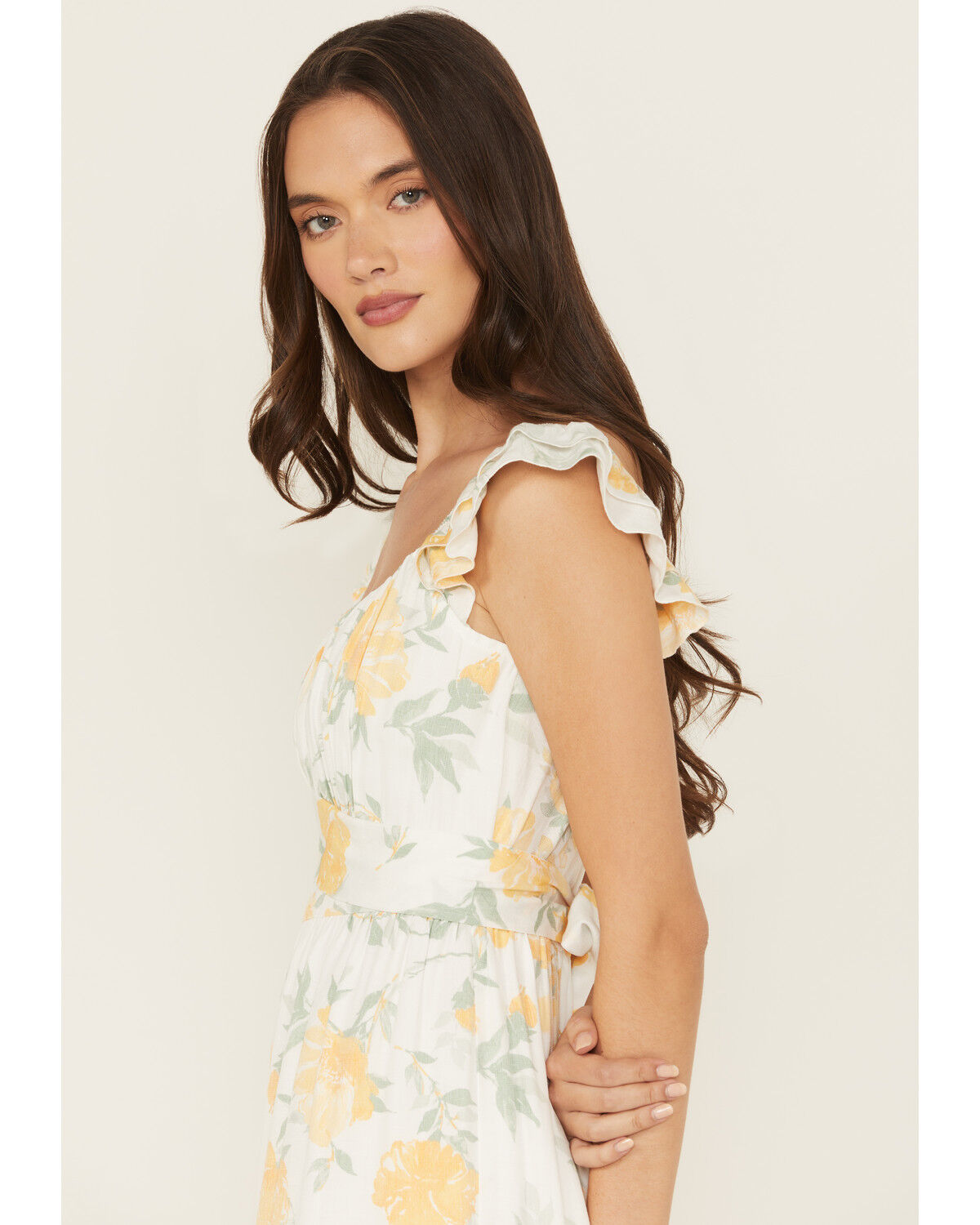 Ash & Violet Women's Floral Print Sleeveless Floral Print Midi Dress