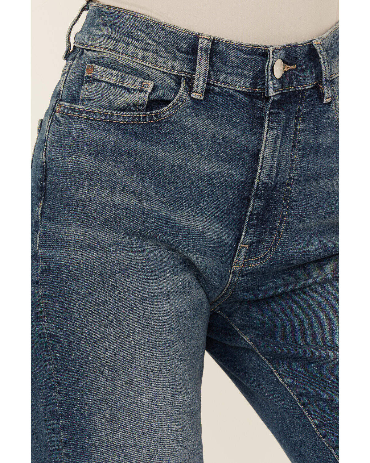 Warp + Weft Women's Ase Dark Wash High Rise Straight Stretch Denim Jeans