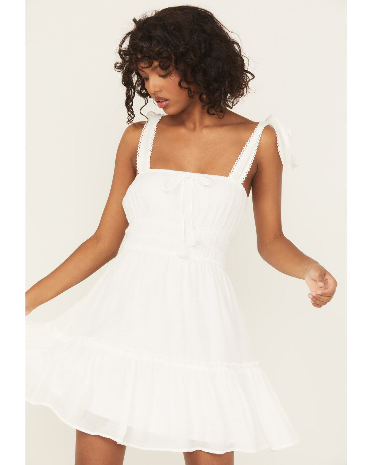 Ash & Violet Women's Solid Bow Sleeveless Mini Dress