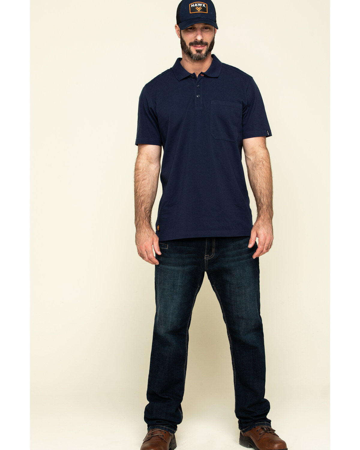 Hawx Men's Navy Miller Pique Short Sleeve Work Polo Shirt