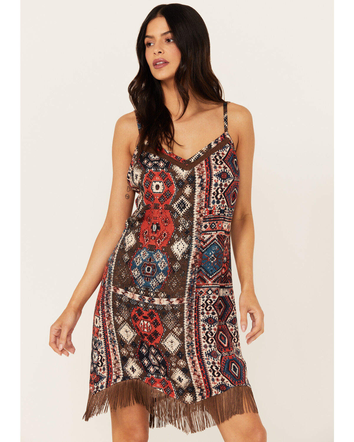 Idyllwind Women's Yearling Printed Fringe Mini Slip Dress