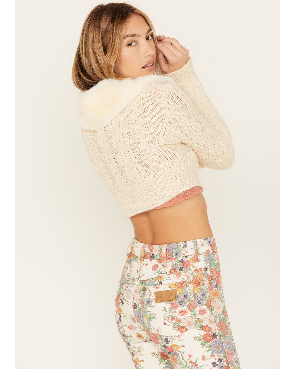 Shyanne Women's Faux Fur Cropped Knit Cardigan