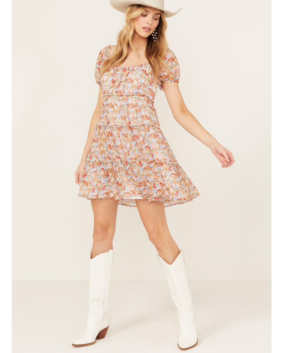 Ash & Violet Women's Tiered Floral Mini Dress